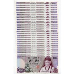 한국은행가1000원권(1차.퇴계이황)  (연번호20매) 마사라4200201~220 미사용품