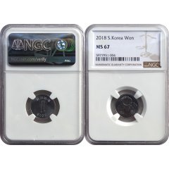 한국은행 1원 주화 (2018년표기) NGC MS 67  미사용품