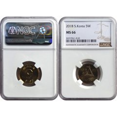 한국은행 5원 주화 (2018년표기) NGC MS 66 미사용품
