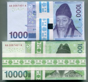 10000원.1000원권 2종쌍둥이다발100매세트 AA0067401A 미사용품