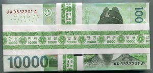 한국은행바10000원권(6차)100매,AA0532201A 미사용품제다발